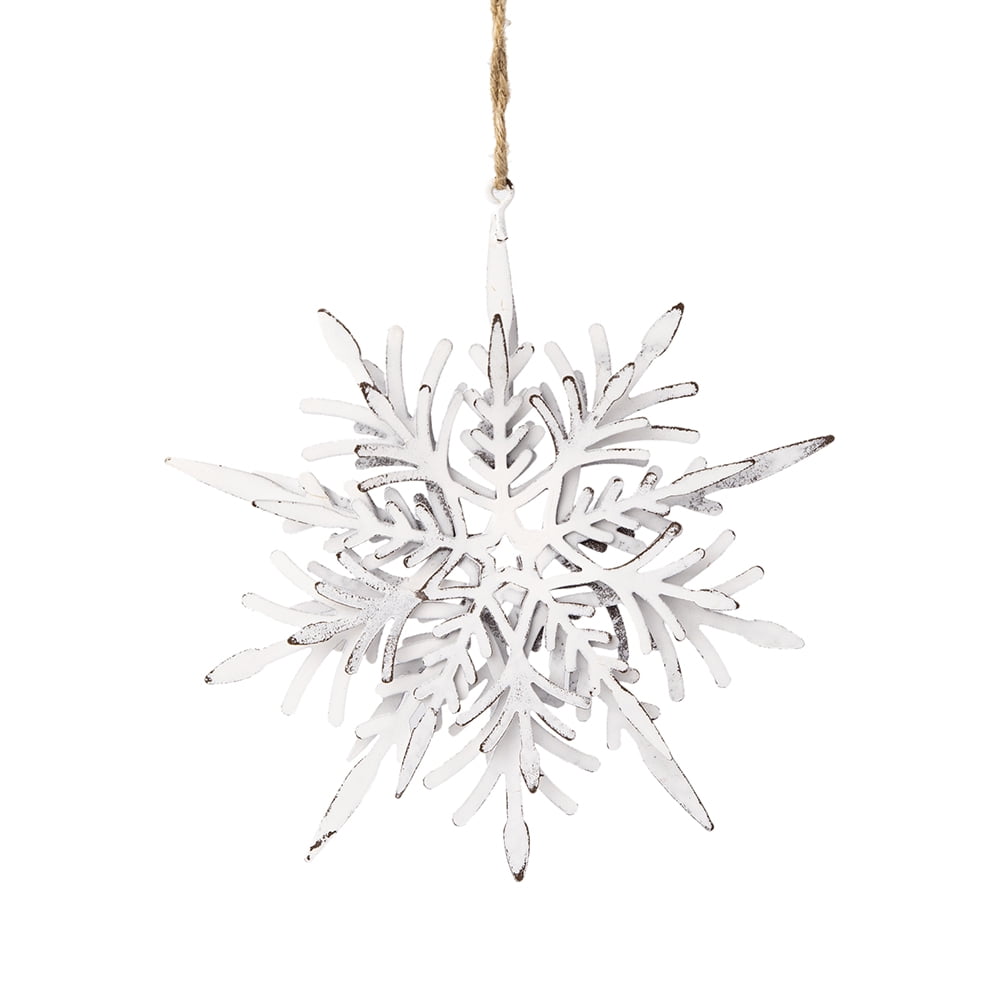 Iron Snowflake Ornament with Weathered Finish Hanging Christmas Tree Decor Gift Stocking Stuffer