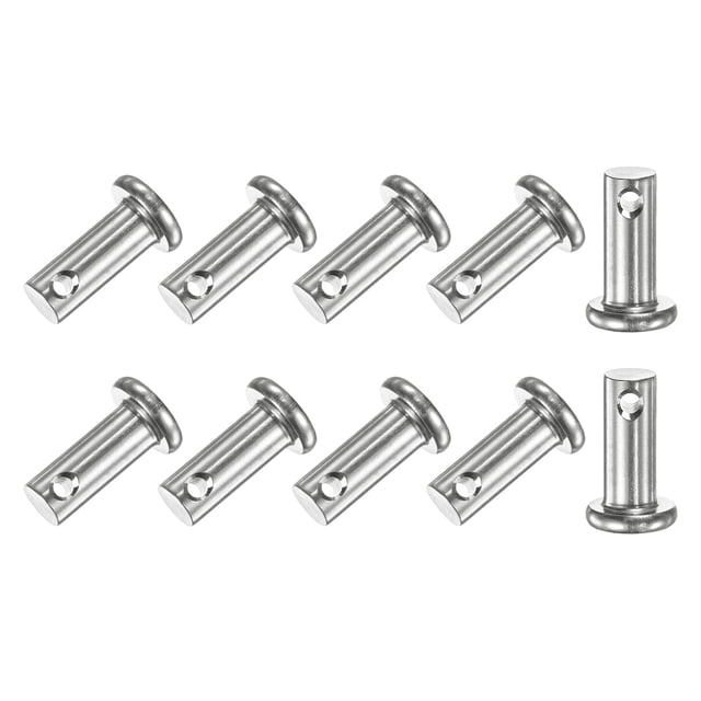Uxcell Paquete de 10 Pasadores de Clevis de un Solo Agujero, M6 x 16mm Pasadores de Clevis de Cabeza Plana de Acero Inoxidable 304