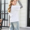 thumbnail image 5 of T Shirts for Girls Casual Solid Color Crewneck Faux Layered Long Sleeve Striped Tops 2 in 1 Loose Fit Fashion Wear, 5 of 5