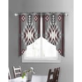 thumbnail image 3 of Red Gray Swag Valances for Windows, Southwest Retro Ethnic AztecTexture Bohemian Rod Pocket Sheer Valances for Small Windows, Swag Toppers Light Filtering for Kitchen Living Room 2 Panels 36''x36'', 3 of 6