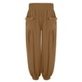 thumbnail image 5 of Homenesgenics Short Pant for Women Plus Size Clearance Womens Short Casual Elastic High Waist Solid Color A-Line Long Pants with Pocket/(Brown,S), 5 of 8