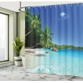 thumbnail image 4 of Ambesonne Island Shower Curtain, Sunny Horizon of Prislin, 69"Wx70"L, Turquoise Green Blue, 4 of 4