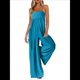 thumbnail image 1 of de Verano para Mujer, de una Pieza, con Tirantes Finos y Pierna , con Bolsillos Azul L, 1 of 8