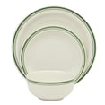 thumbnail image 2 of Gibson Home Hometown Diner 12-Piece Porcelain Dinnerware Set, Round Plates and Bowls Set for 4, White with Green Rim, Dishwasher Safe – Dinner Plate, Salad Plate & Cereal Bowl, 2 of 12