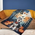 thumbnail image 4 of Happy Halloween Vampire Siberian Husky BOO with Pumpkins Fun and Spooky Cozy Fleece Blanket Husky Dog Lover Gifts Warm Soft Throw Blanket - 00018, 4 of 5