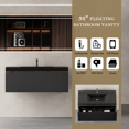 thumbnail image 3 of 36" Floating Bathroom Vanity with Sink, Modern Wall Mounted Vanity with U-Shaped Drawer and Soft-Close Slide, Pre-Assembled with Quartz Sand Basin, Black, 3 of 6