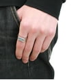 thumbnail image 3 of Anillo Color Plata Para Hombres de Acero Inoxidable Piedra Aquamarina, 3 of 5