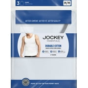 Jockey® Essentials Mens 100% Cotton Tank Top, 3 Pack, White Undershirt, Sleeveless Tank, Comfort, Sizes Small, Medium, Large, Extra Large, 2XL, 3XL, 6816