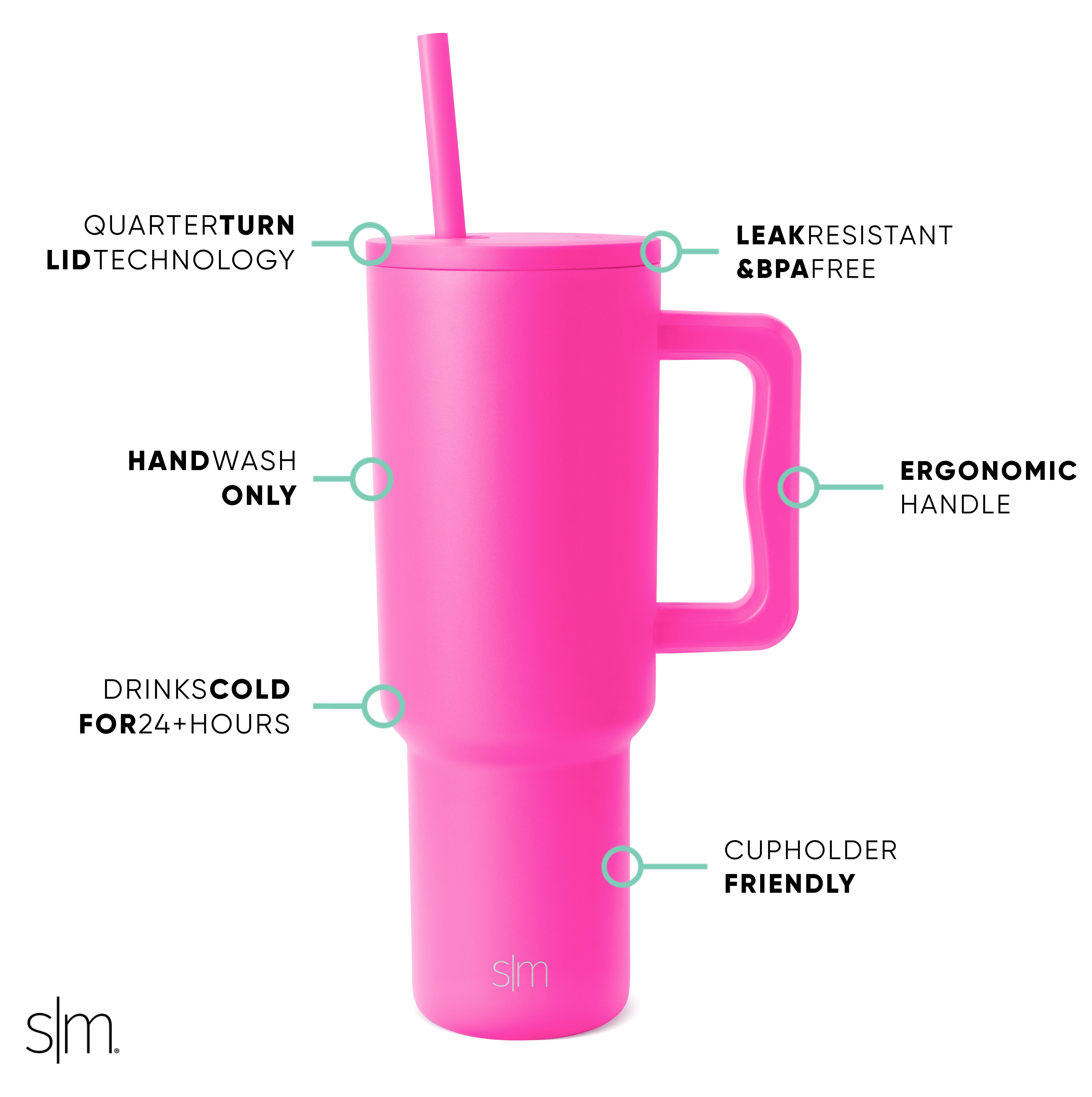 Simple Modern 40 fl oz Insulated Stainless Steel Trek Tumbler with Straw Lid | Raspberry Vibes
