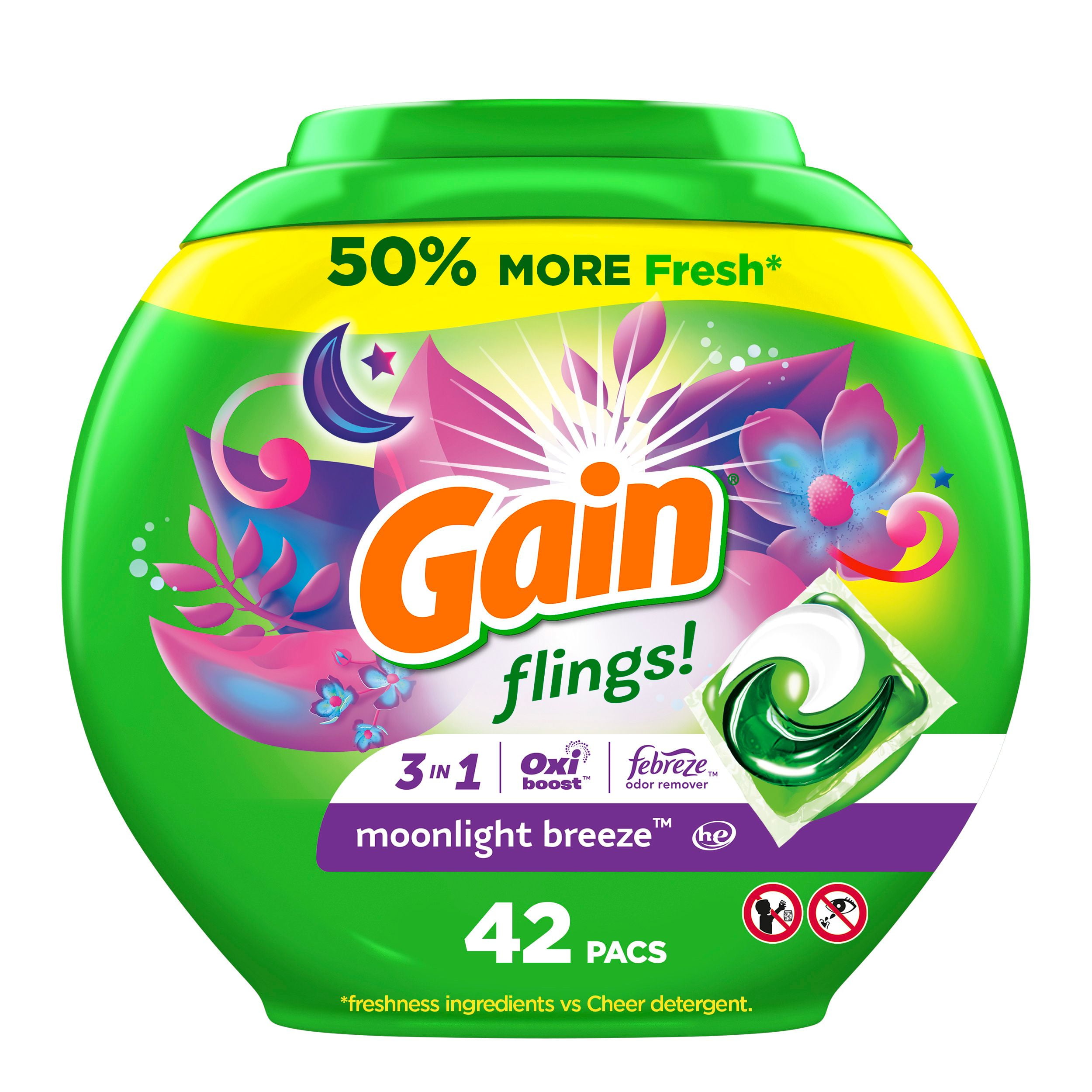 Capsules de détergent à lessive Gain Flings, capsules de savon à ...