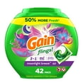 thumbnail image 1 of Gain Flings Laundry Detergent Pacs, Moonlight Breeze Scent, with Odour Defense, concentrated laundry soap pacs, 42 Count, 1 of 8