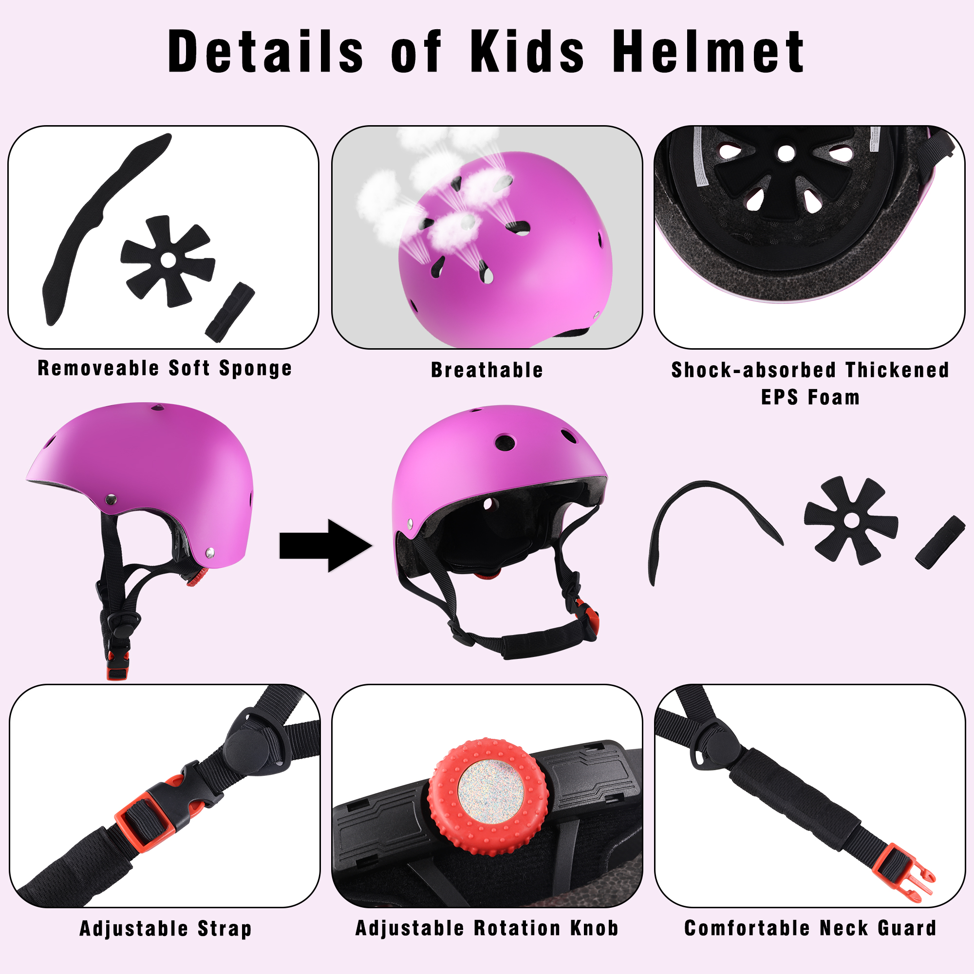 YouLoveIt Children Bike Helmet Toddler Bicycles Helmets For Boys Girls Adjustable Cycling Multi-Sport Child's Helmet for Football Roller Skating Scooter