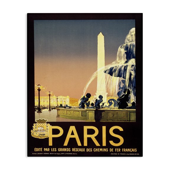 Stupell Industries Victorian Vintage Paris Fountain Poster Canvas Art, 24 x 30, by Piddix