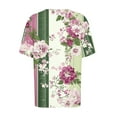 thumbnail image 4 of Aobny Women's Plus Vacation Tops Floral Purple Cooling T-Shirt Elbow-Length V-Neck Womens Tshirts, 4 of 8
