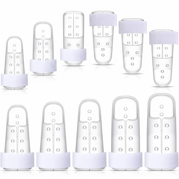 BlinkLLX 10 Pcs Mallet Finger Splint Thumb Splint, 5 Sizes Finger Support Brace Stabilizer Plastic Fingertip Protectors for Wounds Relief Straightening Arthritis Knuckle Immobilization(Transparent)