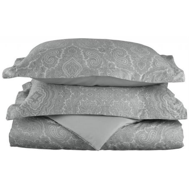 Coton Riche 600 Fil Compter Italien Paisley Housse de Couette Ensemble Plein/queen-Gris