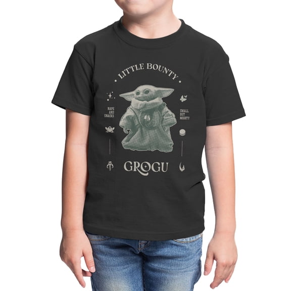 Star Wars The Mandalorian And Grogu Little Bounty Might Grogu Youth T Shirt (Black, XS-XL)
