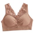 thumbnail image 2 of Bigersell Bras for Older Women Lace Wireless Bralette Pullover Bras with Removable Cup Ladies V-Neck Push-up Full-Coverage Pull On Bras Padded Bralettes Womens Sports Bras Coffee One Size, 2 of 3
