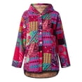 thumbnail image 1 of Chaqueta con capucha de lana para mujer Abrigo suelto con botones y bolsillos con estampado vintage Abanopi 5X-grande, 1 of 7
