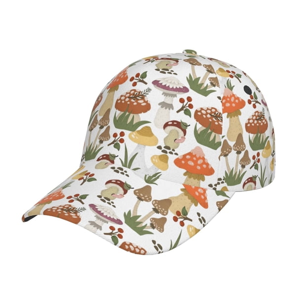 Fotbe Mushrooms Gorro Clásico de Béisbol, Gorra Ajustable con Broche Snapback, Gorro de Exterior de Algodón Suave