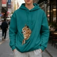 thumbnail image 7 of Dresfit Hoodie with Dog Pouch Women Men Casual Crewneck Oversized Pullover Long Sleeve Kangaroo Pocket Pet Carrier Hoodies Mens Womens Turquoise M, 7 of 7