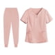 thumbnail image 1 of Conjunto de traje médico para mujer, ropa de trabajo lavable a máquina, suave, con bolsillos, uniforme para enfermería, pantalones para correr Rosa, 1 of 8
