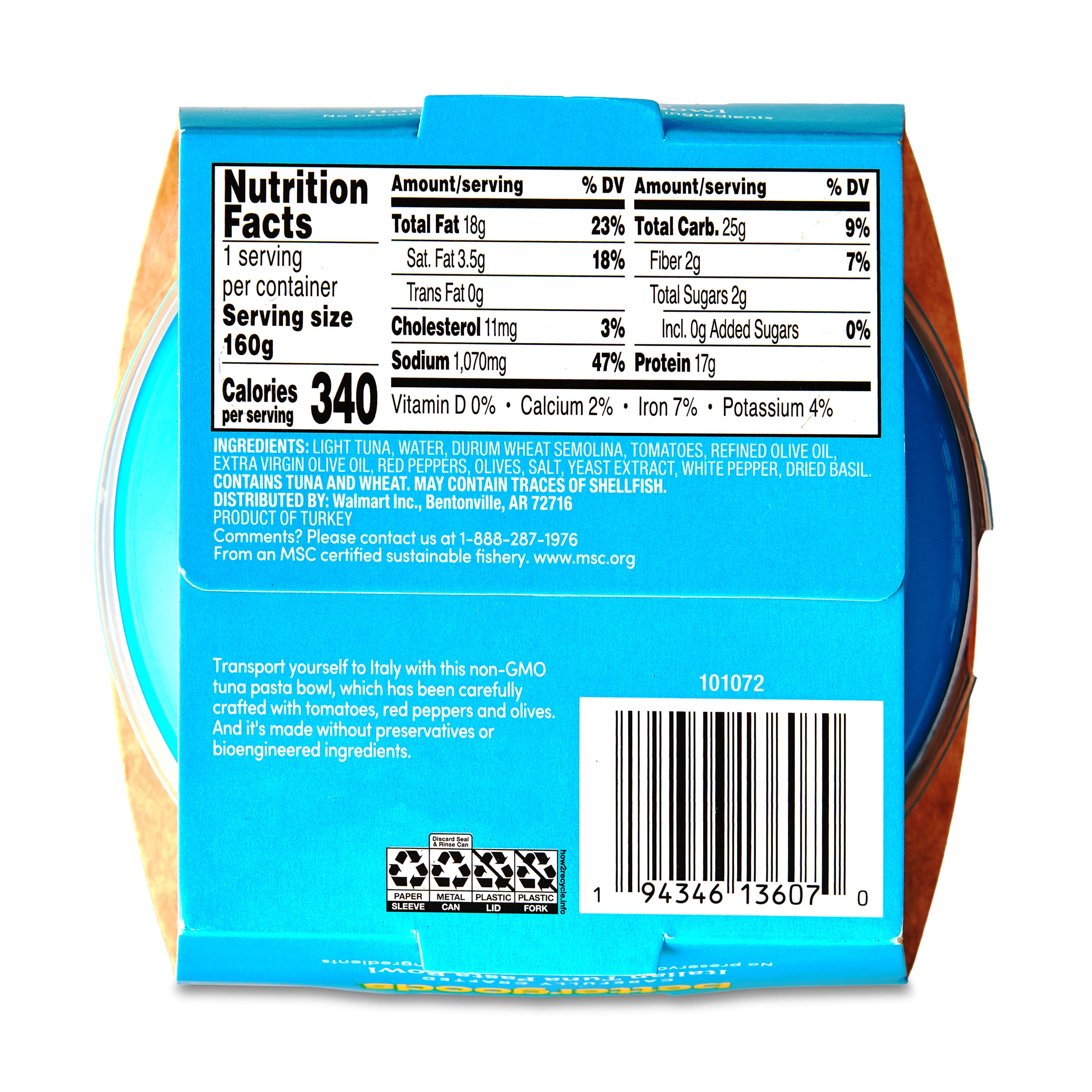 bettergoods Italian Tuna Pasta Bowl, MSC Certified, 5.64 oz