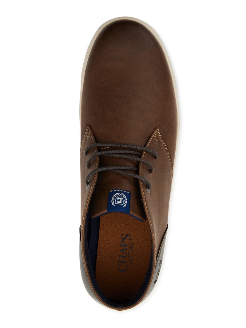 Chaps Rich Brown Chukka Boots for Men Chaps Mens Brown Lug Sole Leather Lace Up Solid Ankle Size  main image 2