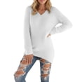 thumbnail image 2 of JIAYUE Sweaters for Women Winter Warm Pullover Solid Color V Neck Long Sleeve Thick For Ladies Cozy Cold Weather Wear, 2 of 7