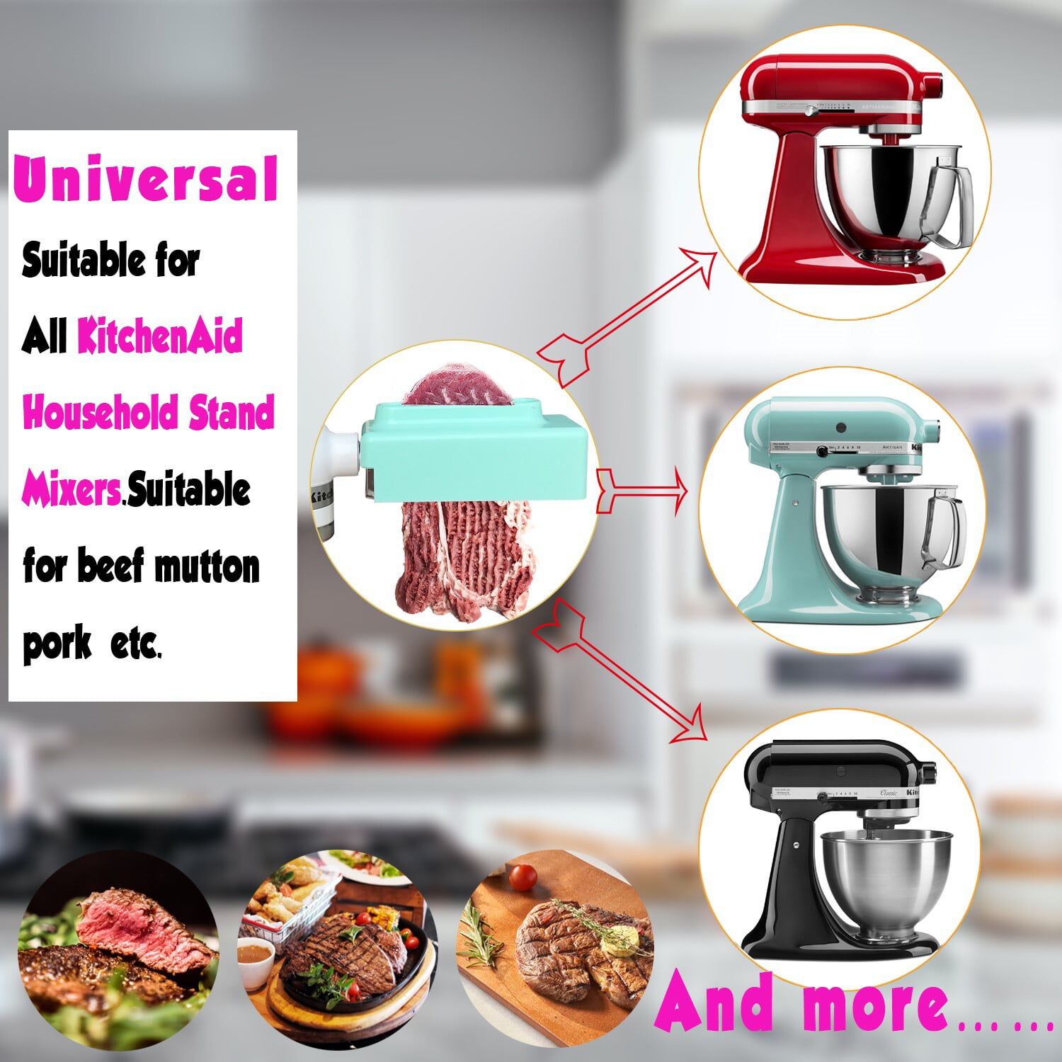 【Upgrade】Meat Tenderizer Attachment for All KitchenAid Household Stand  Mixers- Mixers Accesssories[White]