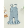 thumbnail image 2 of Bagilaanoe Toddler Baby Girl Summer Jumpsuit Sleeveless Ribbed Romper Overalls 12M 18M 24M 3T 4T 5T Kids Long Flare Pants Casual Outfits, 2 of 9