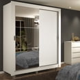 thumbnail image 2 of Ropero Closet Madesa Dallas 2 Puertas Corredizas 1 Espejo 2 Cajones con Pies Blanco, 2 of 5