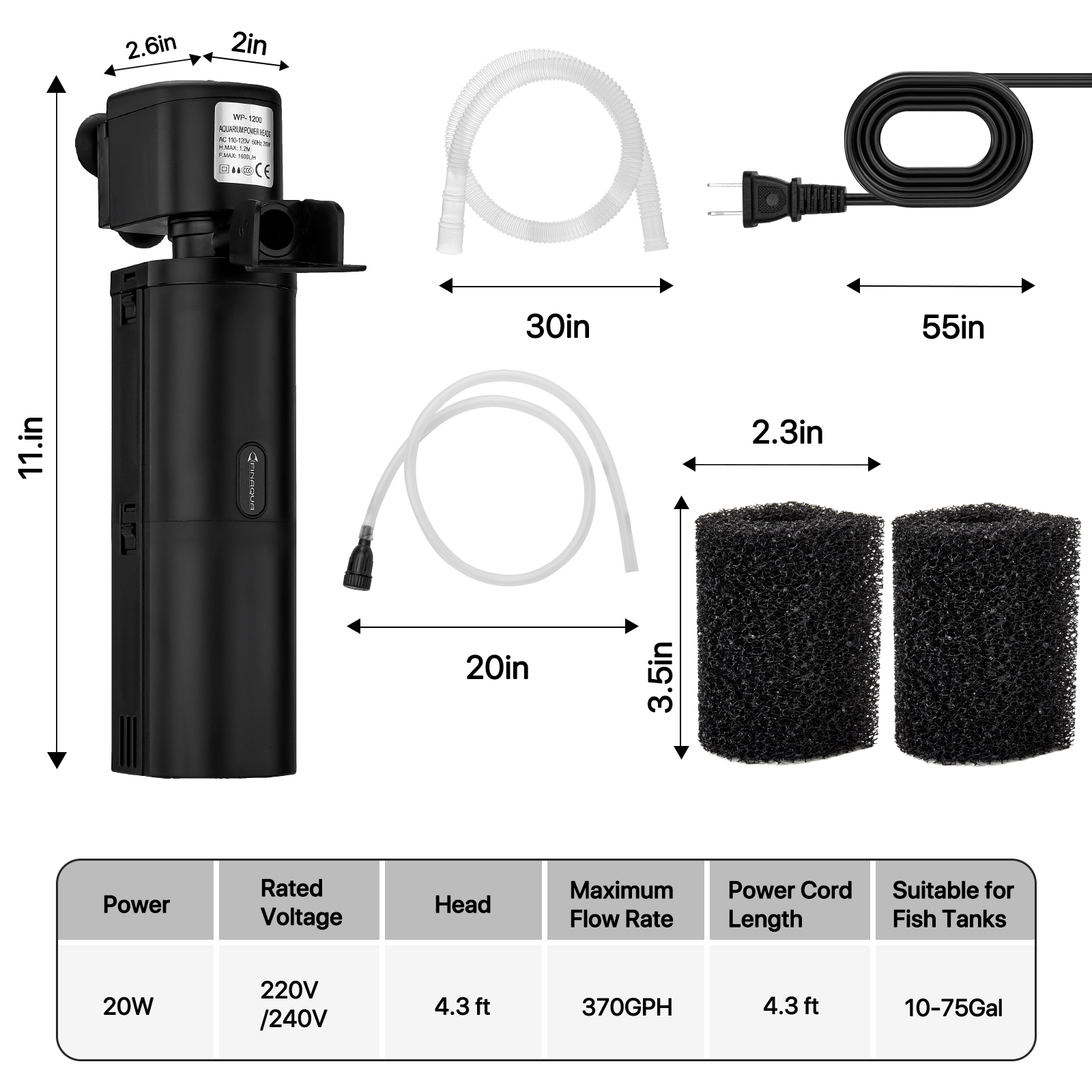 VNEKVA 4-in-1 Internal Aquarium Filter for 10-75 Gallon Tanks photo 5