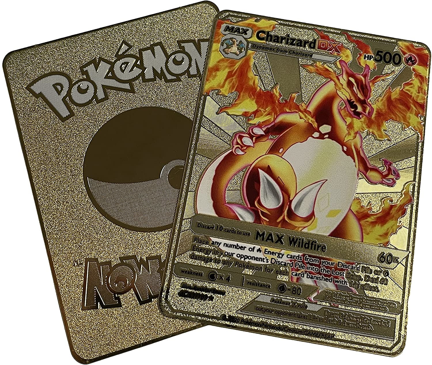Gold Metal Pokemon Cards MAX Wildfire Charizard DX 