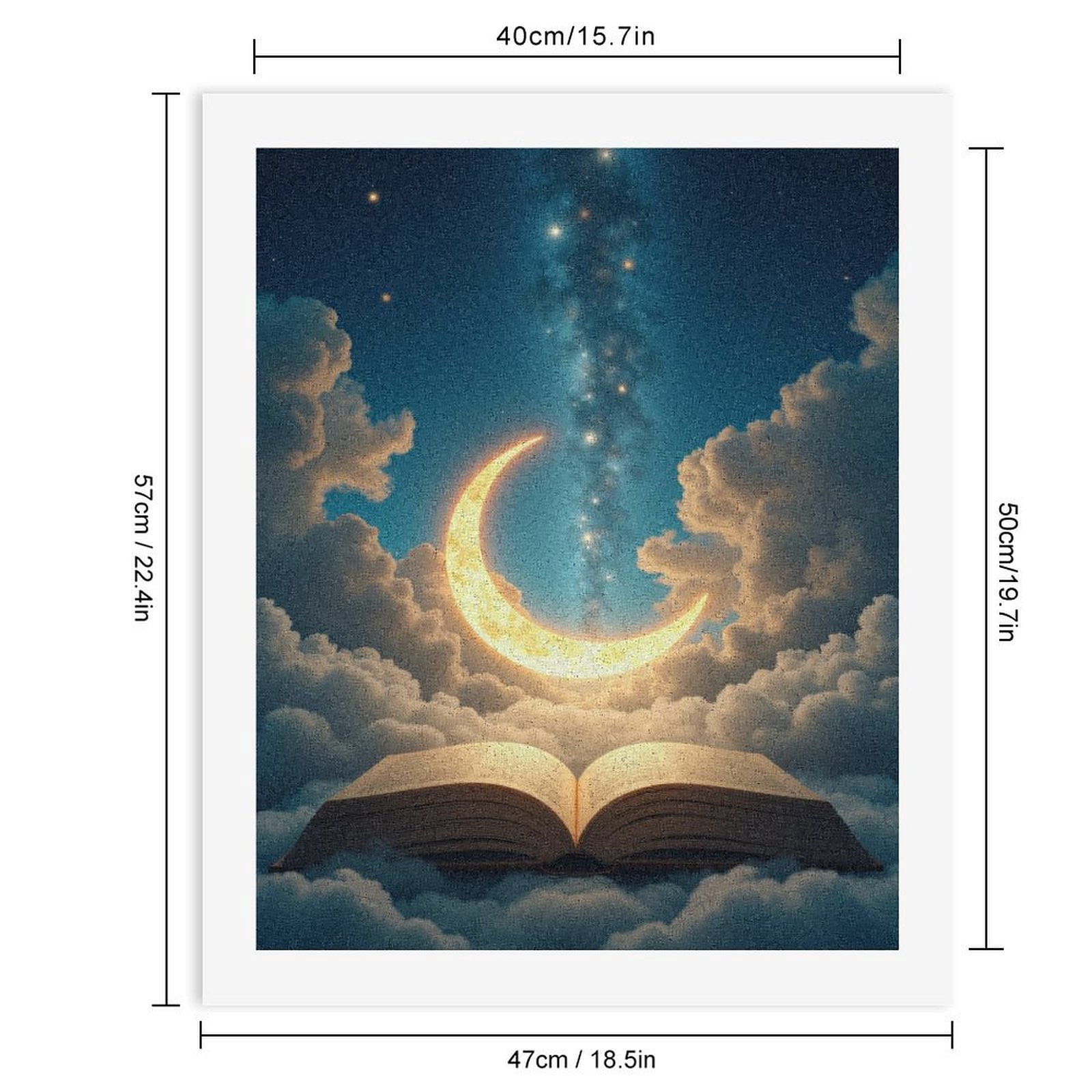 Paint By Numbers Kit for Adults Beginner - DIY Open Crescent Moon Sky Canvas Painting Kits for Adults, Frameless Paint By Number for Adults for Home Wall Decor 16x20 Inch