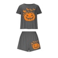 thumbnail image 5 of SOOMLON Womens Pajamas Shorts 2 Piece Comfy Lounge Sets Short Sleeve Shirts Halloween Pumpkin Print Sleepwear Set, 5 of 7