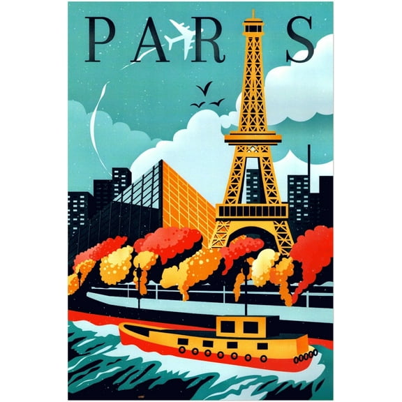 Paris - France - Vintage Travel Poster (8x12Inches(US/CANonly))