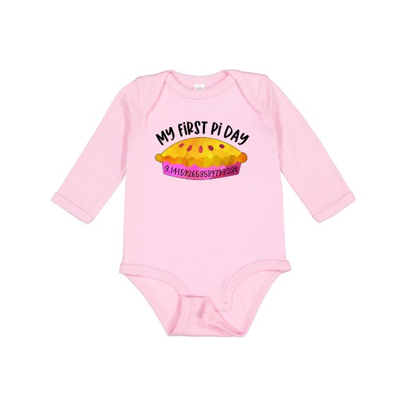 Inktastic My 1st Pi Day Pink Pie Pan Pun Boys or Girls Long Sleeve Baby Bodysuit