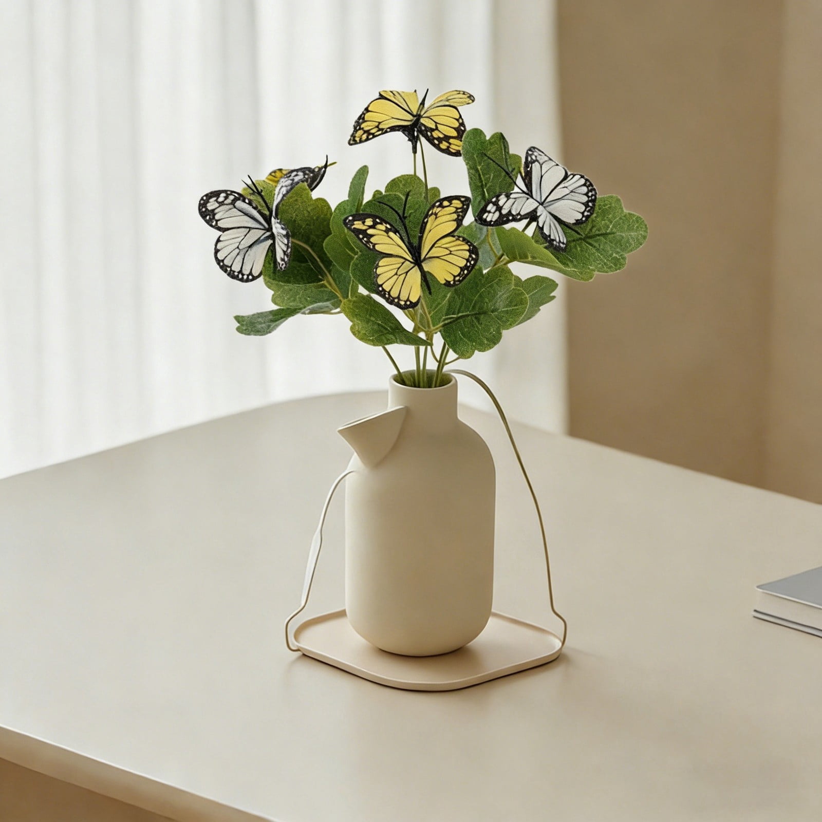 Flowers with Butterflies Artificial Flowers for Outdoor Indoor Decor, for Hanging Planters Garden Porch Window Box Home Wedding Farmhouse