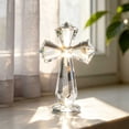 thumbnail image 7 of Religious Table Figurine,Faceted Crystal Standing Cross Stable Round Base Light Reflect Craft,Faith Decor Ornament for Prayer Corner Desk Mantel Space(Clear), 7 of 7