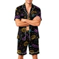 thumbnail image 2 of Pumpkin Pajamas Men Matching Halloween Pajamas Halloween Pjs Halloween Pajamas Men Cute Halloween Pajamas for Men Men 2 Piece Halloween Pajamas Outfits Pumpkin Print Short Sleeve, Black, L, 2 of 4