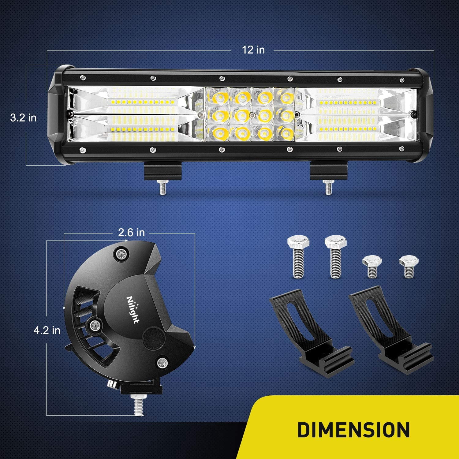 Nilight LED Light Bar 2PCS 12Inch Triple Row Flood Spot Combo Beam Super Bright Led Bar Driving Lights Boat Lights Led Off Road Lights for Trucks,2 Years Warranty