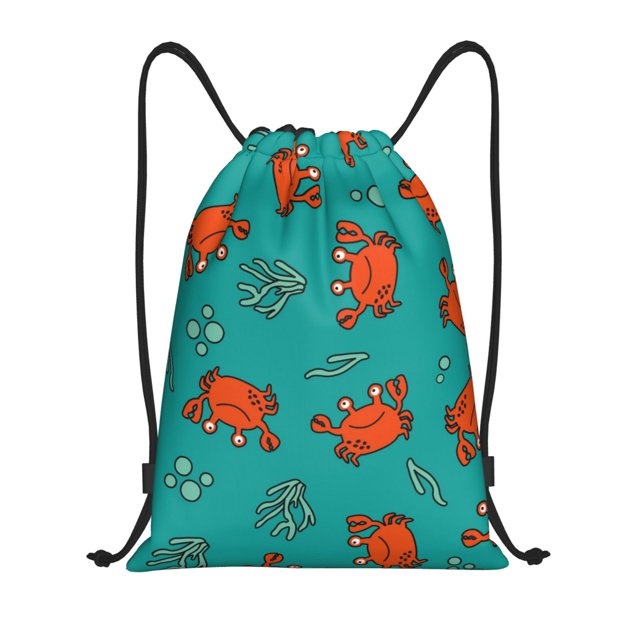 Fotbe Colorful Crab Bolsa Mochila con Cordón Estampada, Bolsa de Gimnasio Deportiva, Bolsa Cinch, Bolsa con Cordón para Hombres y Mujeres-Medium