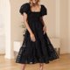 thumbnail image 1 of Vestido Vestido largo de mujer que cubre el vientre Sheer Sweet Streetwear Cake Dress (Negro L) Kuymtek Negro T L para Mujer, 1 of 6