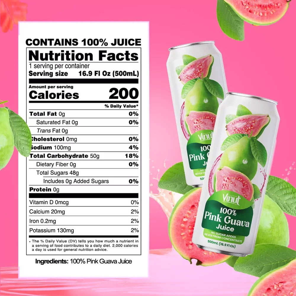 Vinut 16.9 fl oz 100% NFC Pink Guava Juice Drink (No Sugar Added)
