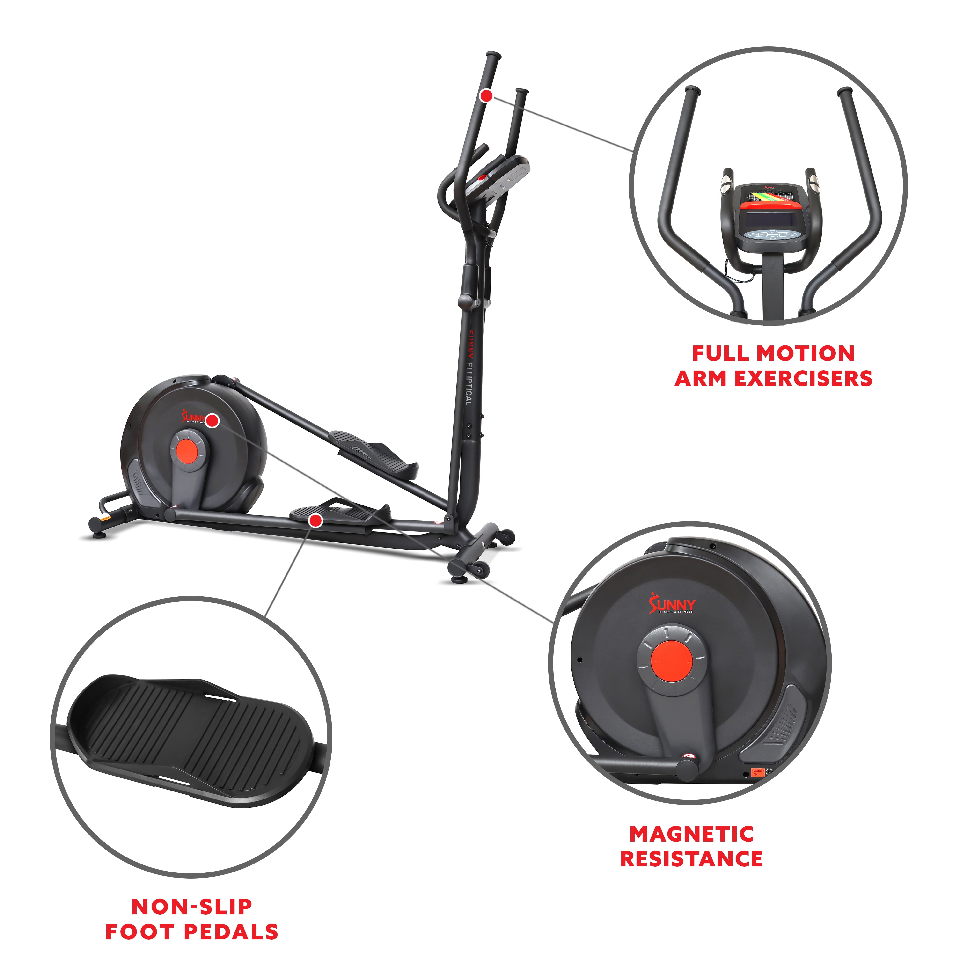 Sunny Health Fitness Power Stride Advanced Elliptical Machine SF E321006