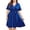 Blue, variant on WQJNWEQ Summer Dresses New Arrival Womens Casual Plus Size V-Neck Solid Short Sleeve Boho Workwear Swing Workwear Belt