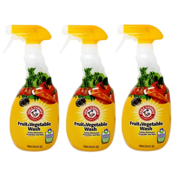 Arm & Hammer Fruit & Vegetable Wash, Safely Eliminates Pesticides and Wax 16.9 Ounce - 3 Pack