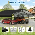 thumbnail image 4 of 20x20x9FT Oversized Metal Carport, Heavy Duty Steel Garage for Car Boat Tractor, All-Weather Protection, 4 of 8