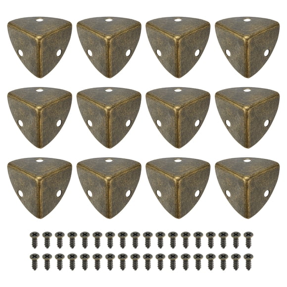 12 Pcs Metal Edge Guard, 23mm Decorative Box Corner Cover, Furniture Corner Edges Protector with Mounting Screws, Bronze